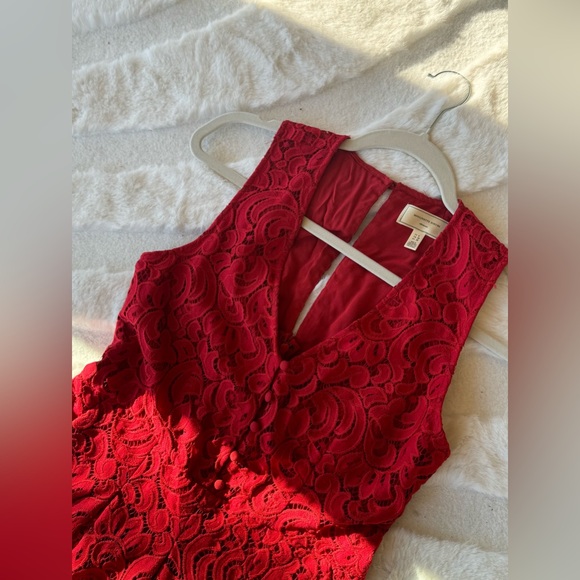 Anthropologie Moulinette Soeurs Jaeda Red Lace Wide-Leg Jumpsuit Size 6 - Picture 2 of 6